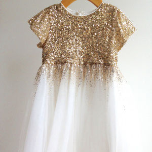 WILD & GORGEOUS Gold Sequin Degas Moon Dress 7
